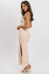 Orange Bodycon Dress Sleeveless Midi