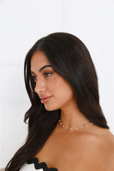 Plated Pearl Choker Gold