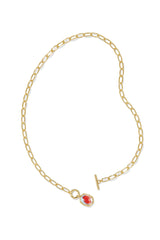 Daphne Convertible Gold Link and Chain Necklace Dichroic Glass