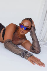 Starry Diamante Arm Sleeve Gloves Black