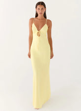 Flora Satin Maxi Dress - Lemon