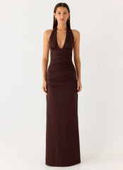 Ilaria Halter Maxi Dress - Chocolate