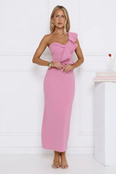 City Girl Energy One Shoulder Maxi Dress Pink
