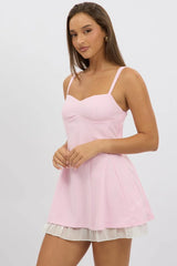 Pink Fit And Flare Dress Mini
