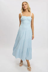 Blue Maxi Dress Tiered Ric Rac