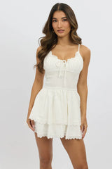 White Fit And Flare Dress Mini
