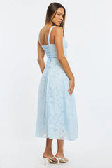 Blue Midi Dress Burn Out