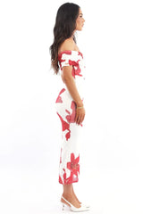 White Floral Bodycon Dress One Shoulder Mesh