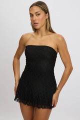 Black Mini Dress Strapless Lace