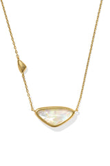 Margot Vintage Gold Short Pendant Necklace Iridescent Abalone