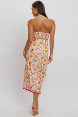 Multi Abstract Maxi Dress Strapless