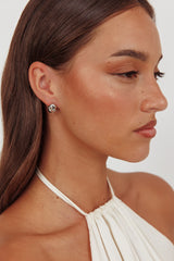 Billie Diamante Pebble Earrings Dark Silver