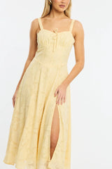 Yellow Midi Dress Burn Out