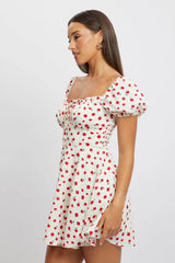 Red Ditsy Fit And Flare Dress Mini