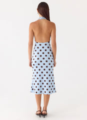 Awuku Midi Dress - Blue Mocha Dot