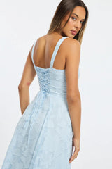 Blue Midi Dress Burn Out