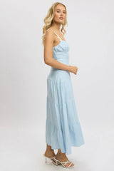 Blue Maxi Dress Tiered Ric Rac