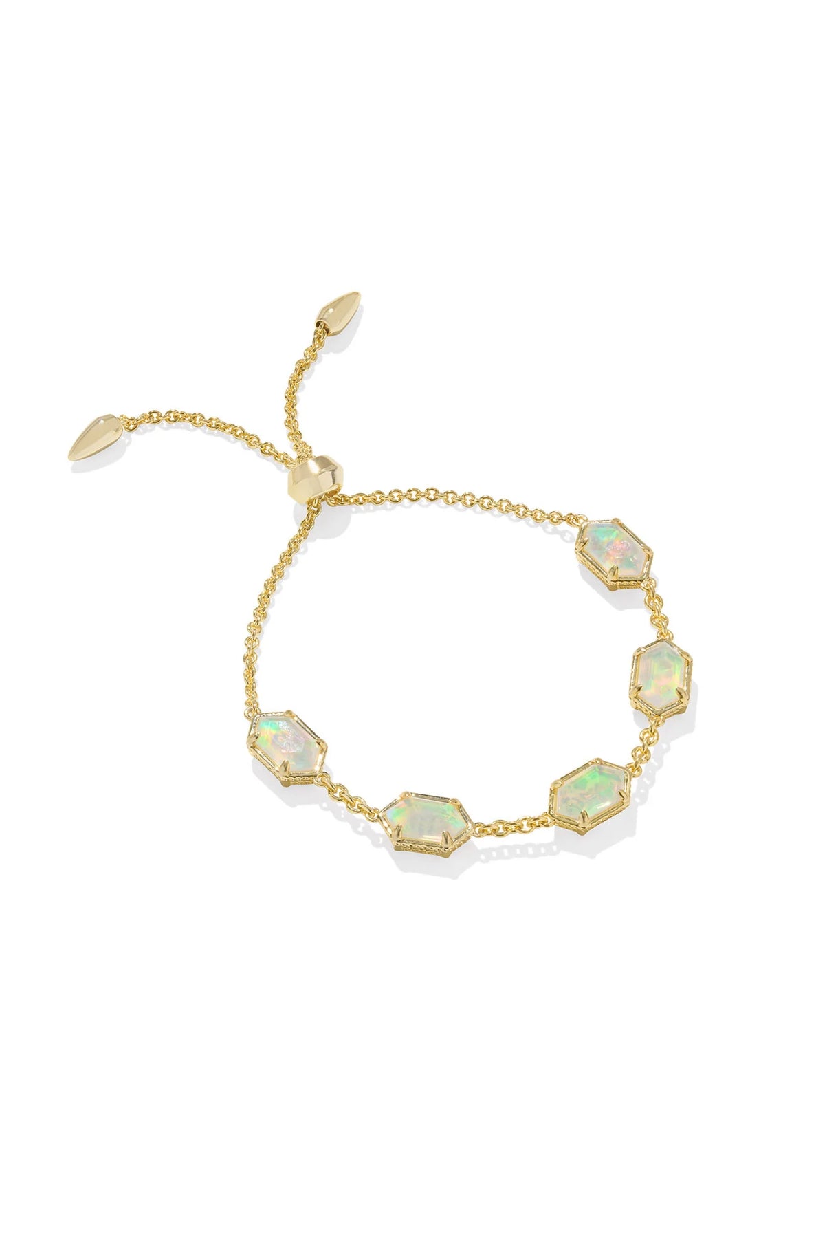 Hallie Gold Delicate Chain Bracelet Opalite Illusion