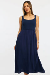 Blue Stripe Knit Dress Maxi