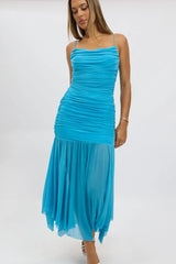 Blue Bodycon Dress Singlet Maxi