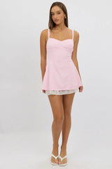 Pink Fit And Flare Dress Mini