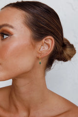 April Diamante Drop Hoop Earrings Teal