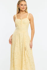Yellow Midi Dress Burn Out
