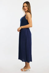 Blue Stripe Knit Dress Maxi