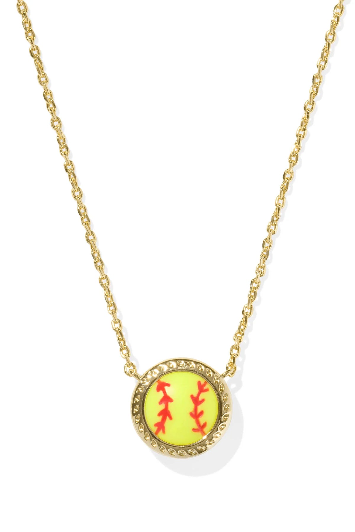 Softball Short Pendant Necklace Gold