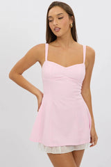 Pink Fit And Flare Dress Mini