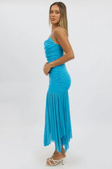 Blue Bodycon Dress Singlet Maxi