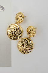 14k Gold Plated Candy Swirl Earrings Gold