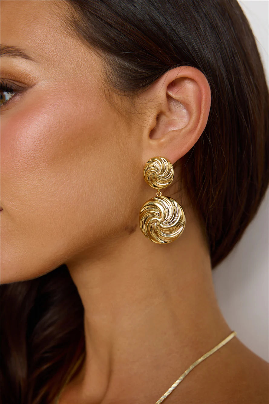 14k Gold Plated Candy Swirl Earrings Gold