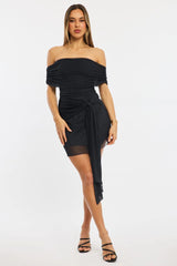 Grey Bodycon Dress Off Shoulder Mini