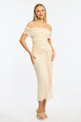 White Bodycon Dress Off Shoulder Mesh