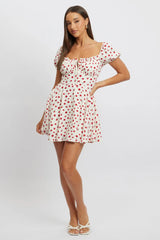 Red Ditsy Fit And Flare Dress Mini