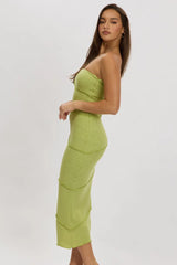 Green Bodycon Dress Midi Strapless