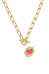 Daphne Convertible Gold Link and Chain Necklace Dichroic Glass