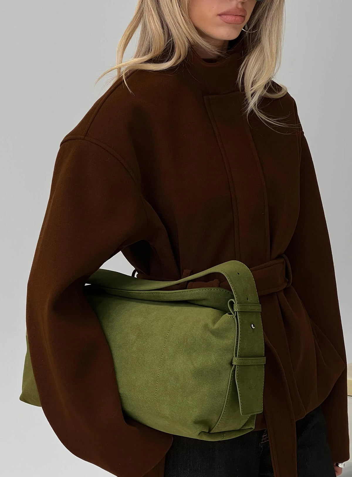 Seraphia Faux Suede Shoulder Bag Green