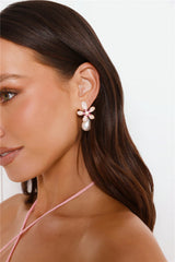 Plated Daisy Diamond Flower Earrings Gold