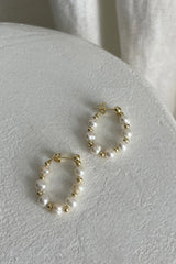 Dream Time Pearl Hoop Earrings Gold
