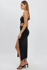 Black Bodycon Dress One Shoulder Maxi