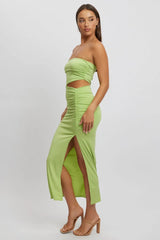 Green Bodycon Dress One Shoulder Maxi