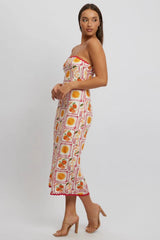 Multi Abstract Maxi Dress Strapless