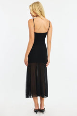 Black Midi Dress Cut Out Mesh