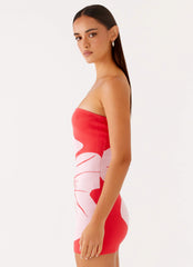 Kader Strapless Knit Mini Dress - Red Floral